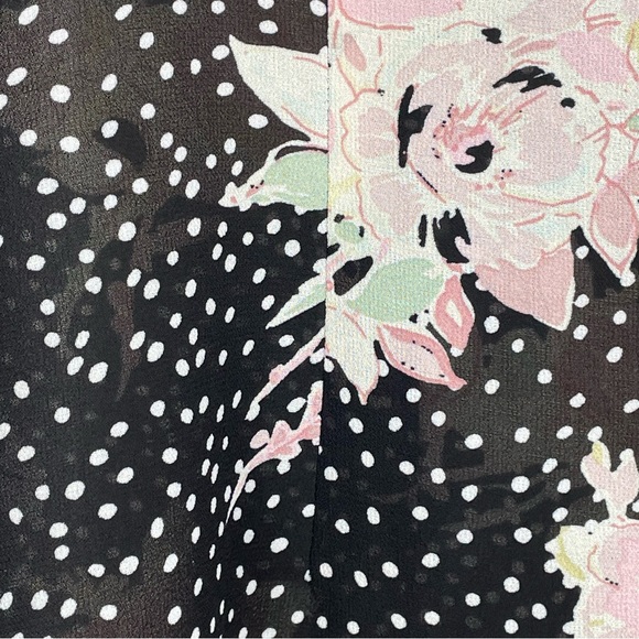Vintage TESSUTI Floral Print Blouse short sleeve black pastels polka dots 90s - Picture 14 of 15